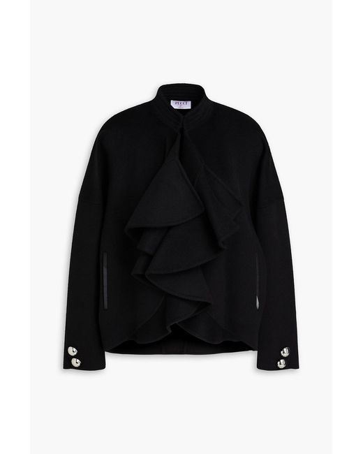 Emilio Pucci Black Ruffled Wool-blend Felt Jacket
