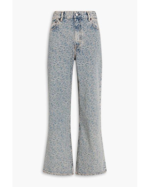 Acne Gray Jacquard High-Rise Bootcut Jeans