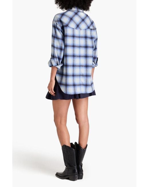 Isabel Marant Blue Marcelia Checked Wool-blend Flannel Shirt