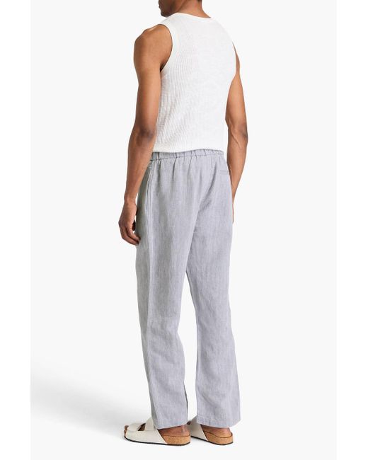 Frescobol Carioca Rocha hose mit tunnelzug aus einer baumwoll-leinenmischung mit fischgratmuster in Gray für Herren