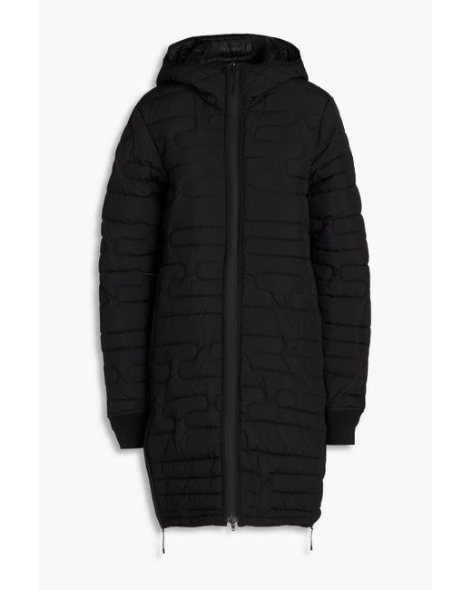 Y-3 Black Quilted Shell Hooded Coat