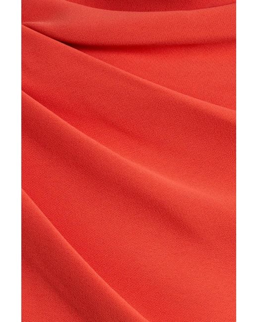 Badgley Mischka Red Draped Crepe Midi Dress