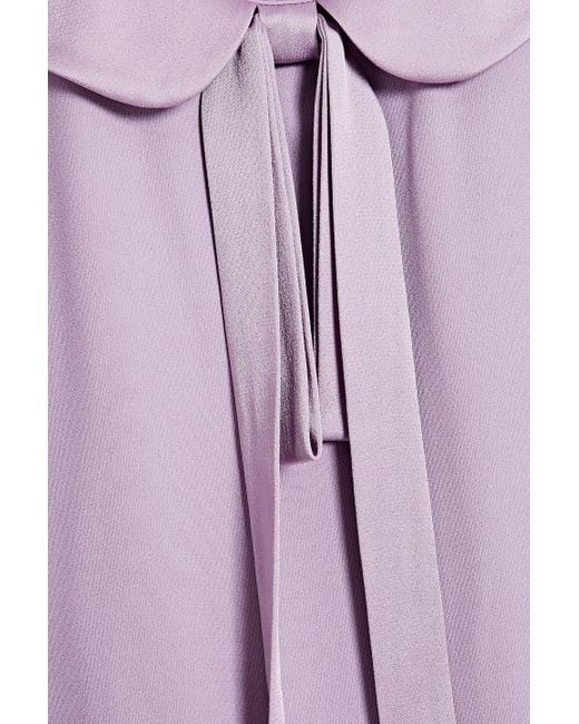 RED Valentino Purple Satin-trimmed Ruffled Crepe Mini Dress