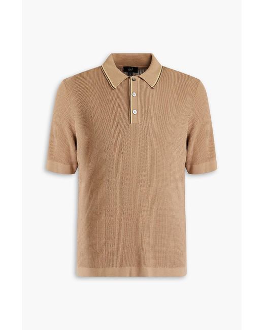 Dunhill Natural Ribbed Cotton Polo Shirt for men