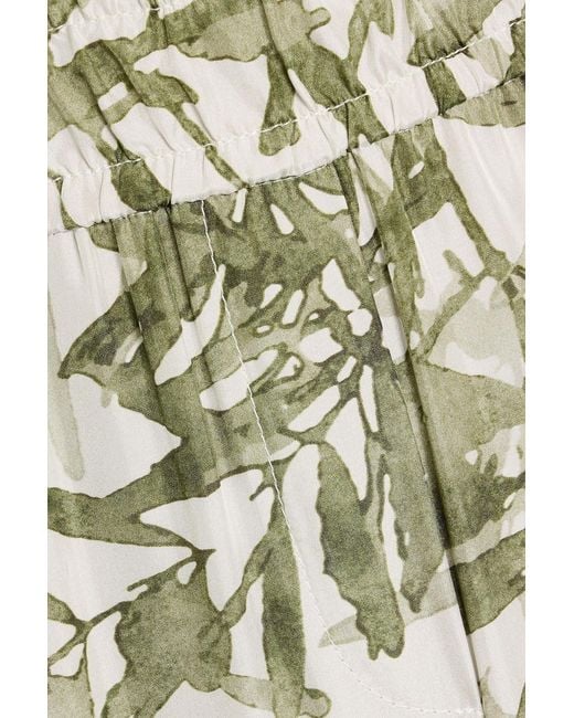 Brunello Cucinelli White Printed Silk-Voile Wide-Leg Pants