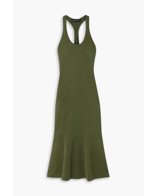 Brandon Maxwell Green Stretch-knit Midi Dress