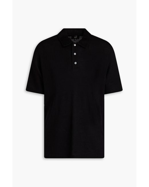 Dunhill Black Wool-blend Piqué Polo Shirt for men