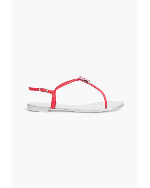 Giuseppe Zanotti Embellished Slingback Sandals in Red | Lyst