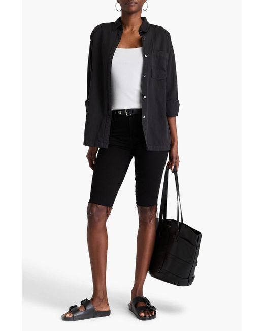 James Perse Black Hemd aus twill aus einer baumwoll-leinenmischung