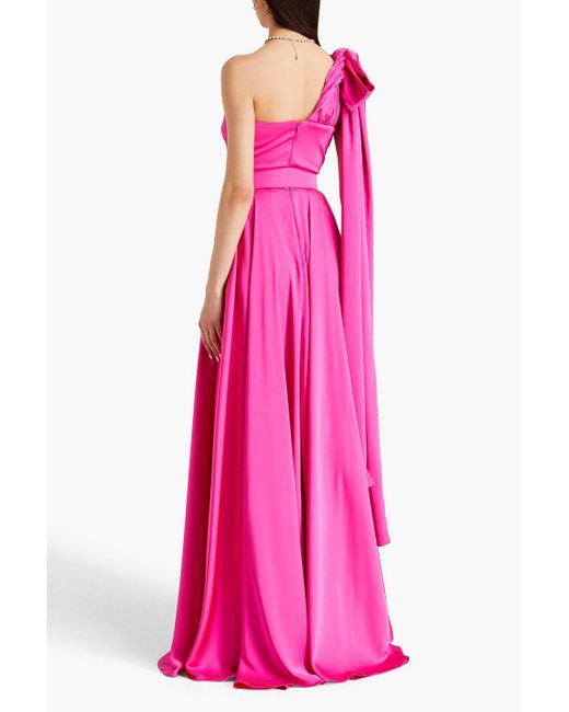 Rhea Costa Pink Kira robe aus satin mit gürtel