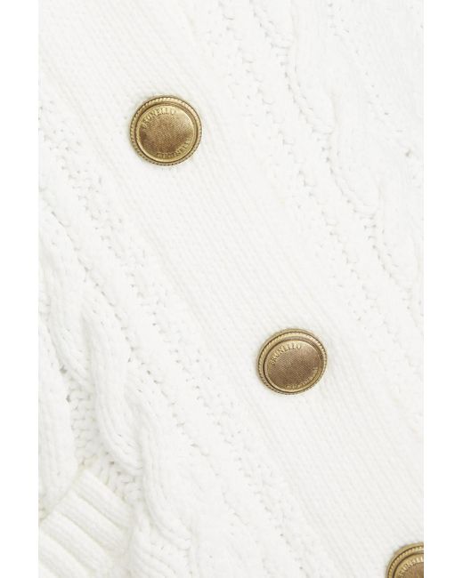 Brunello Cucinelli White Cable-knit Cotton-blend Cardigan
