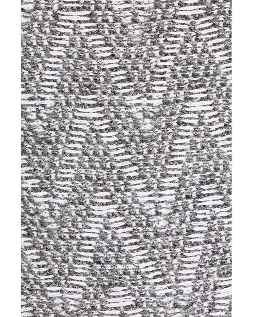 Gentry Portofino Gray Metallic Sequined Textured-knit Top
