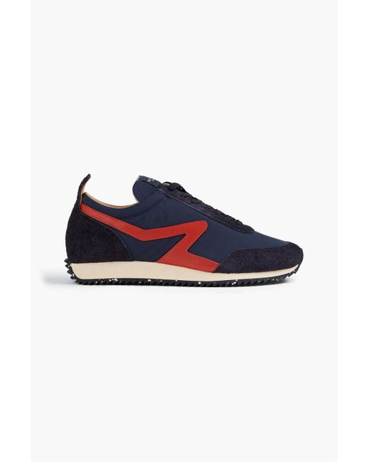 Rag & Bone Retro Runner Brushed Suede And Shell Sneakers in Navy (Blue ...