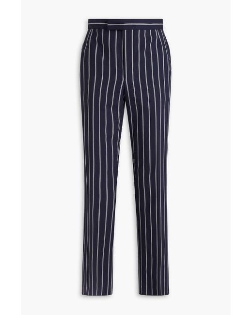 Thom Browne Blue Fit Striped Wool Pants for men
