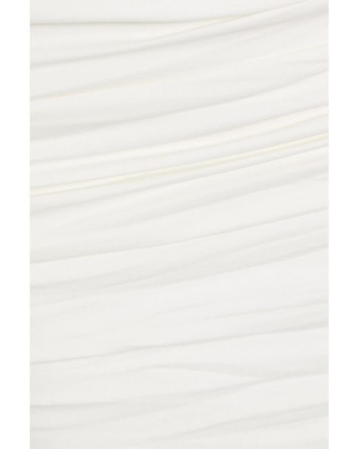 Area White Ruched Embellished Stretch-Jersey Mini Skirt