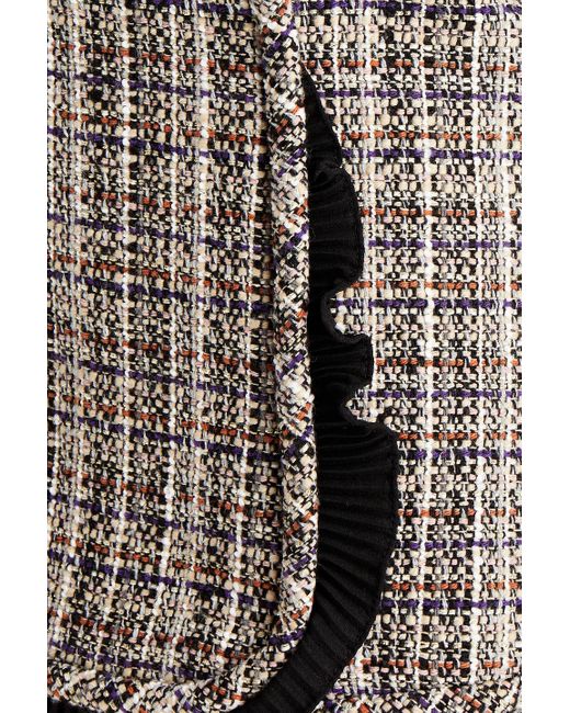 Sandro Gray Ruffle-trimmed Metallic Tweed Mini Wrap Skirt