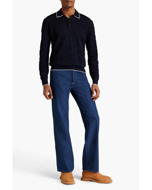 Missoni Blue Burnout Wool-blend Polo Sweater for men