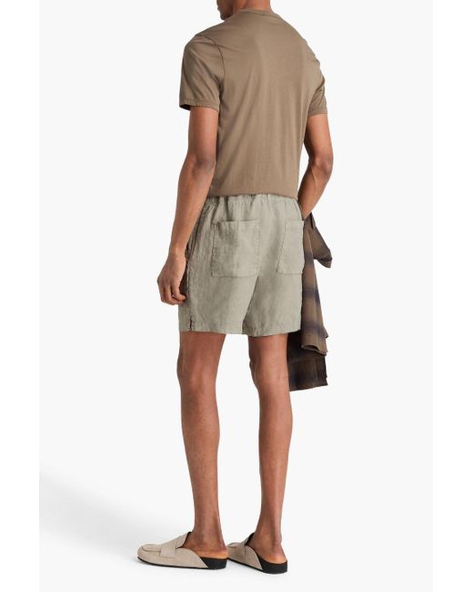 James Perse White Linen Drawstring Shorts for men