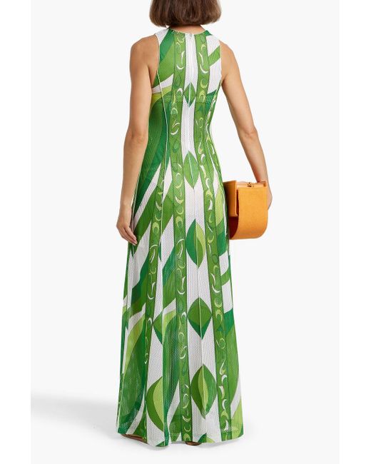 Emilio Pucci Green Printed Mesh Maxi Dress