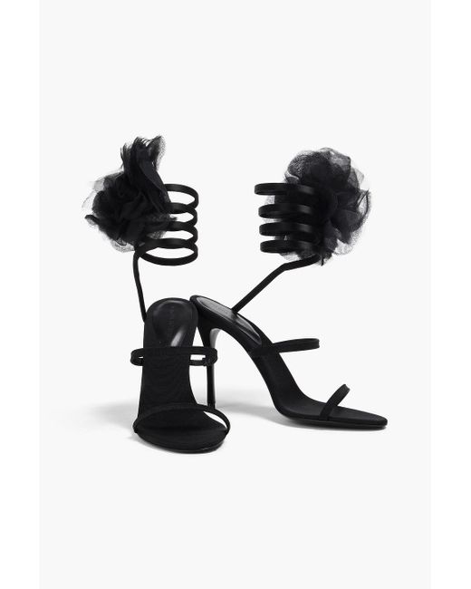 Magda Butrym Black Floral-appliquéd Grosgrain Sandals