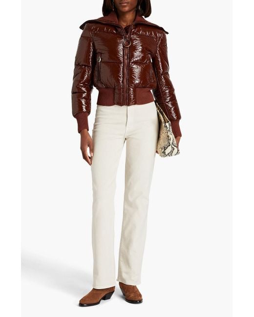 Zimmermann Brown Quilted Faux Patent-leather Down Jacket