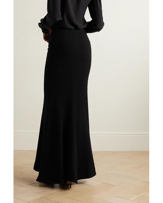 Alessandra Rich Black Button-embellished Wool-blend Bouclé Maxi Skirt