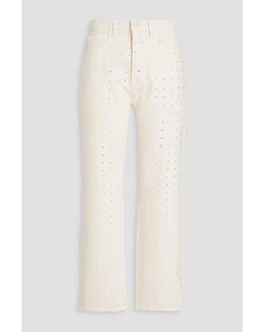 FRAME White Le Jane Mirror-embellished Cropped High-rise Straight-leg Jeans