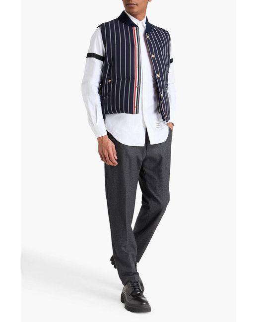 Thom Browne Blue Striped Wool Down Vest for men