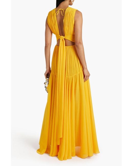 Maria Lucia Hohan Yellow Mimi Pintucked Georgette Gown