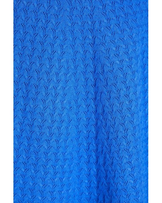 Claudie Pierlot Blue Pointelle-knit Mini Dress