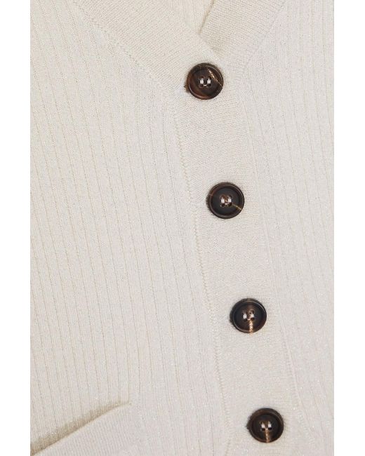 Brunello Cucinelli White Gerippte weste aus einer kaschmirmischung mit metallic-effekt