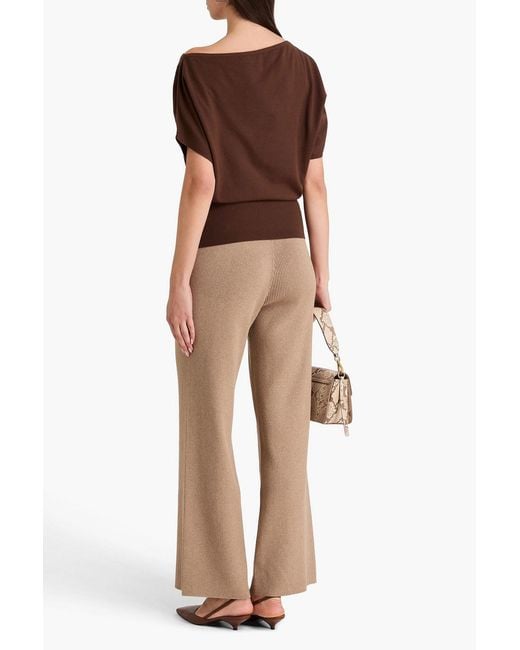 Jonathan Simkhai Natural Heather Cotton And Cashmere-Blend Wide-Leg Pants