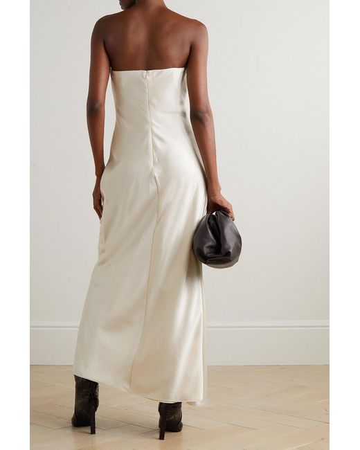 Brandon Maxwell White Adelaide Strapless Draped Satin-twill Maxi Dress