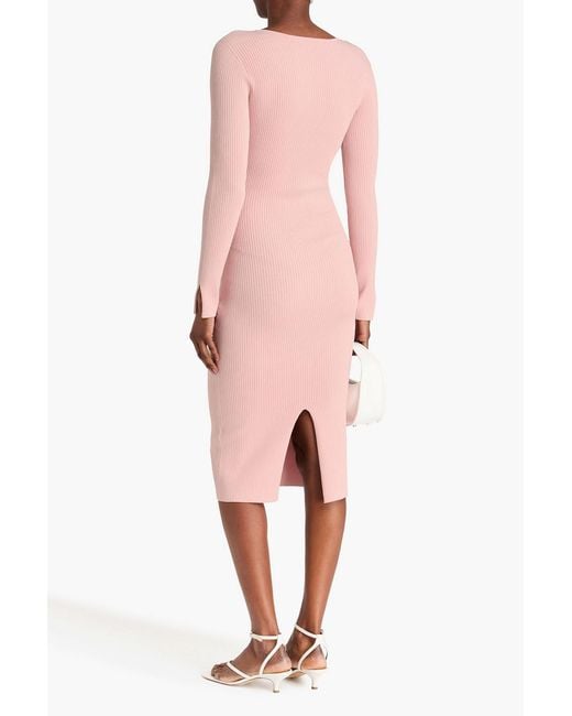 Jonathan Simkhai Pink Ribbed-knit Midi Dress