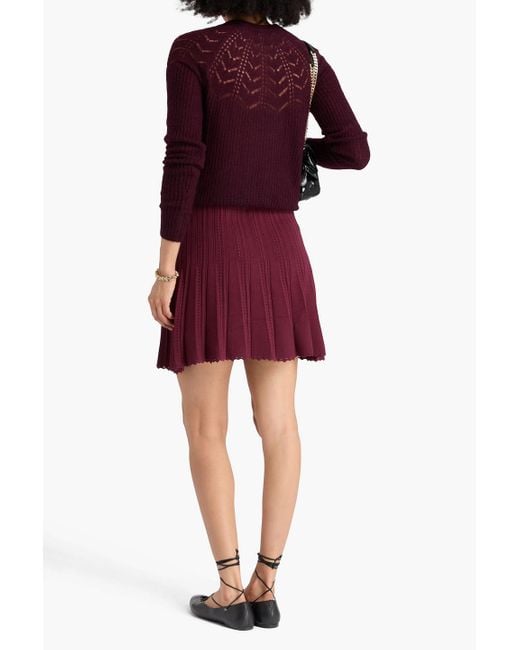 Autumn Cashmere Red Pointelle-knit Cashmere And Silk-blend Sweater