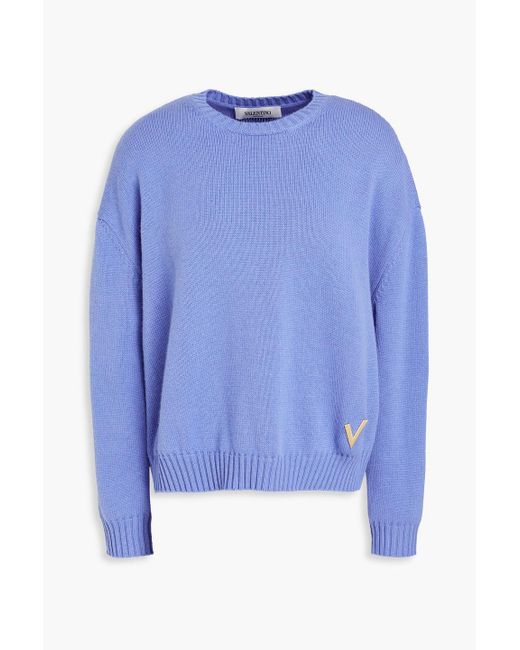 Valentino Garavani Blue Embellished Cashmere Sweater