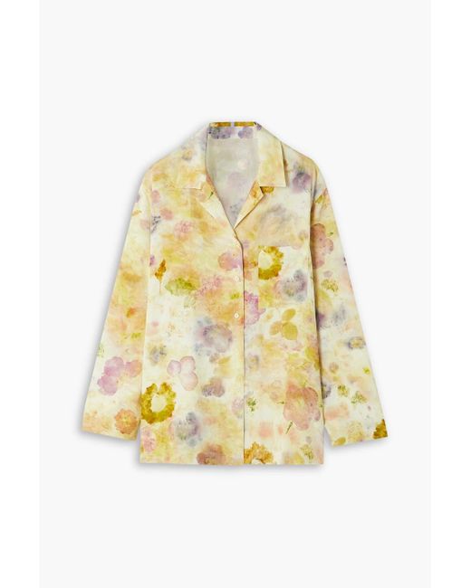 McQ Alexander McQueen Yellow Grow up hemd aus crêpe de chine aus seide mit floralem print