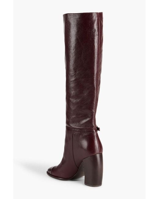 Tory Burch Brown Pebbled-Leather Knee Boots