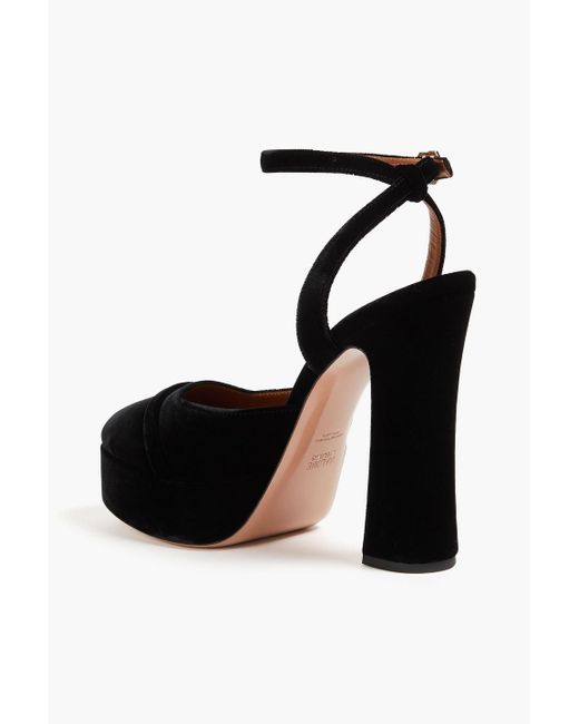 Malone Souliers Black Mora 125 Velvet Platform Pumps