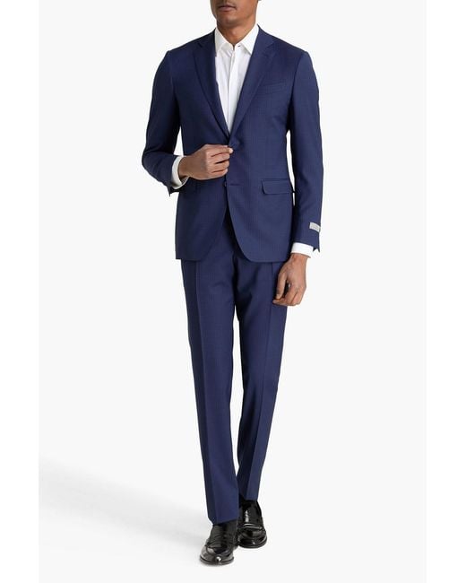 Canali Blue Checked Wool Suit for men