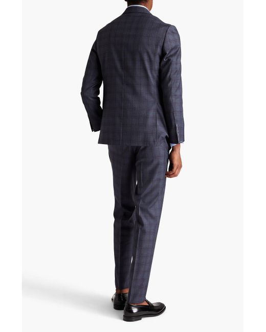 Canali Blue Checked Wool Suit for men