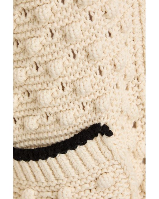 FRAME Natural The Bauble Textured-knit Cotton Cardigan