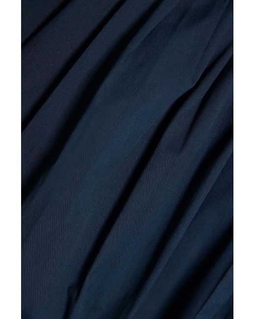 Max Mara Blue Canto Gathered Cotton-blend Poplin Midi Dress