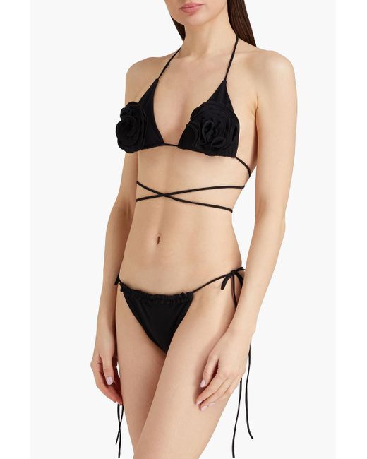 Magda Butrym Black Appliquéd Triangle Bikini Top