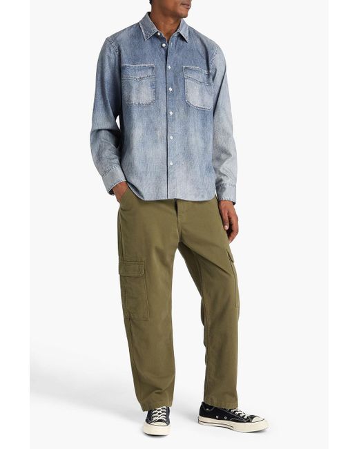 Rag & Bone Blue Miramar Denim-Effect Print Cotton And Lyocell-Blend Shirt for men
