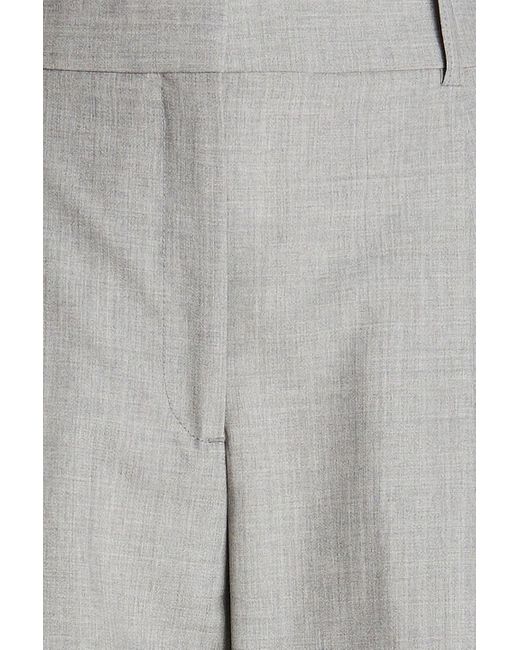Victoria Beckham Gray Pleated Wool Wide-leg Pants