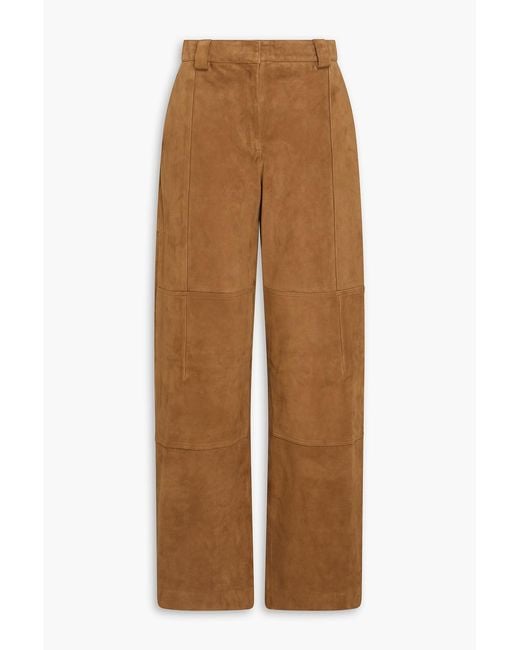 Tory Burch Brown Suede Straight-Leg Pants