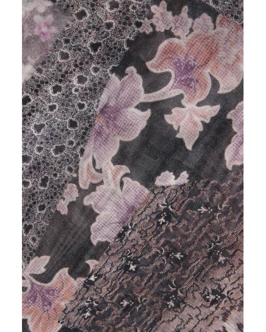 Rosetta Getty Pink Maxikleid aus stretch-mesh mit floralem print und rollkragen