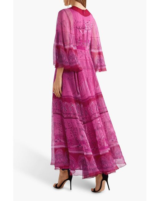 Valentino Garavani Purple Printed Silk-chiffon Maxi Dress
