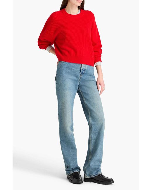 Loulou de Saison Red Berenice Ribbed Cashmere Sweater